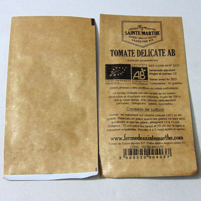 Exemple de spécimen de Tomate Delicate Bio - Ferme de Sainte Marthe Graines tel que livré