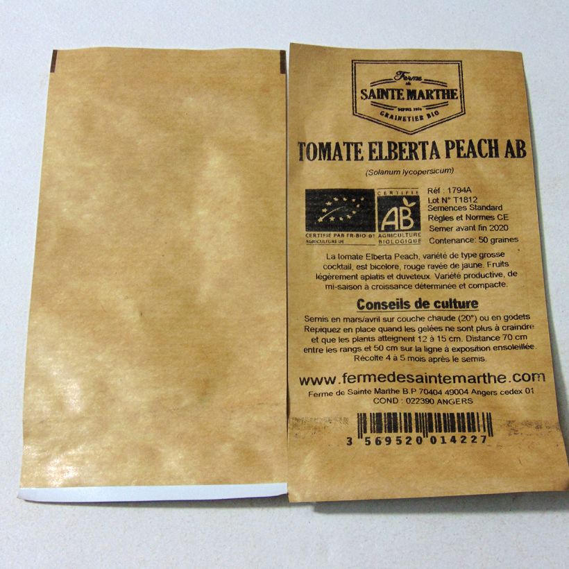 Exemple de spécimen de Tomate Elberta Peach Bio - Ferme de Sainte Marthe Graines tel que livré