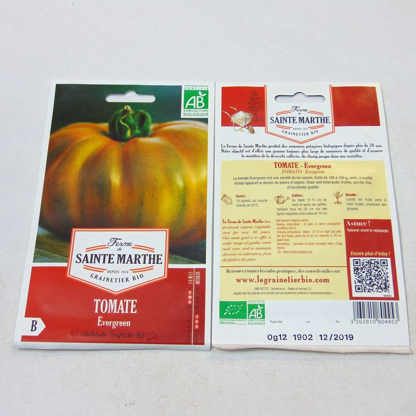Exemple de spécimen de Tomate Evergreen Bio - Ferme de Sainte Marthe Graines tel que livré