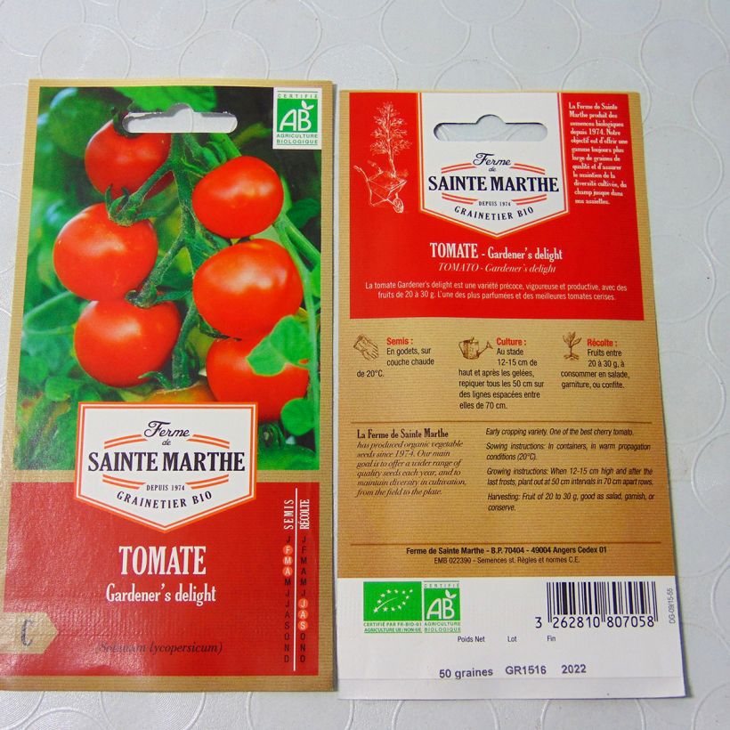 Exemple de spécimen de Tomate Garderner's Delight Bio - Ferme de Sainte Marthe Graines tel que livré