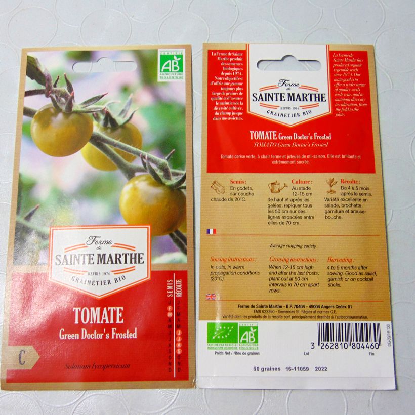 Exemple de spécimen de Tomate Green Doctor's Frosted Bio - Ferme de Sainte Marthe Graines tel que livré