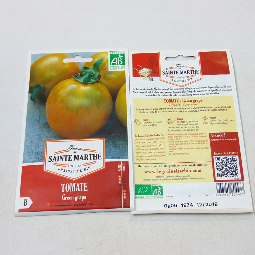 Exemple de spécimen de Tomate Green Grape Bio - Ferme de Sainte Marthe tel que livré