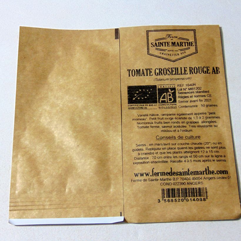 Exemple de spécimen de Tomate Groseille Rouge type Petit Moineau Bio - Ferme de Sainte Marthe  Graines tel que livré