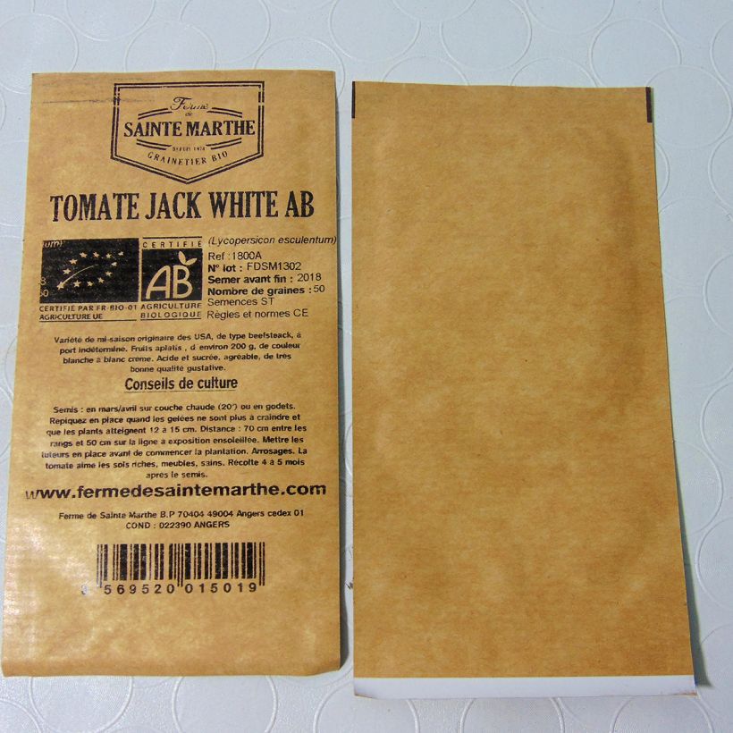 Exemple de spécimen de Tomate Jack White Bio - Ferme de Sainte Marthe Graines tel que livré