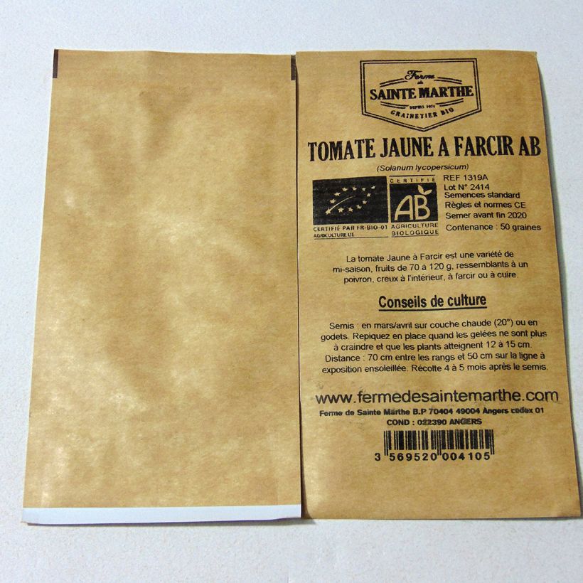 Exemple de spécimen de Tomate Jaune à farcir Yellow Stuffer Bio - Ferme de Sainte Marthe Graines tel que livré