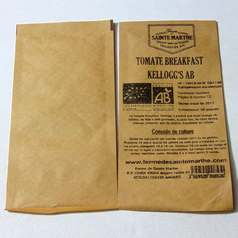 Exemple de spécimen de Tomate Kellogg's Breakfast Bio - Ferme de Sainte Marthe  Graines tel que livré