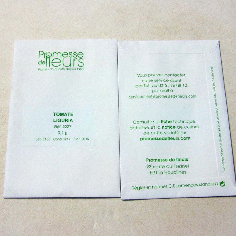 Exemple de spécimen de Tomate Liguria le sachet de +/- 30 graines (minimum 0,1g) tel que livré