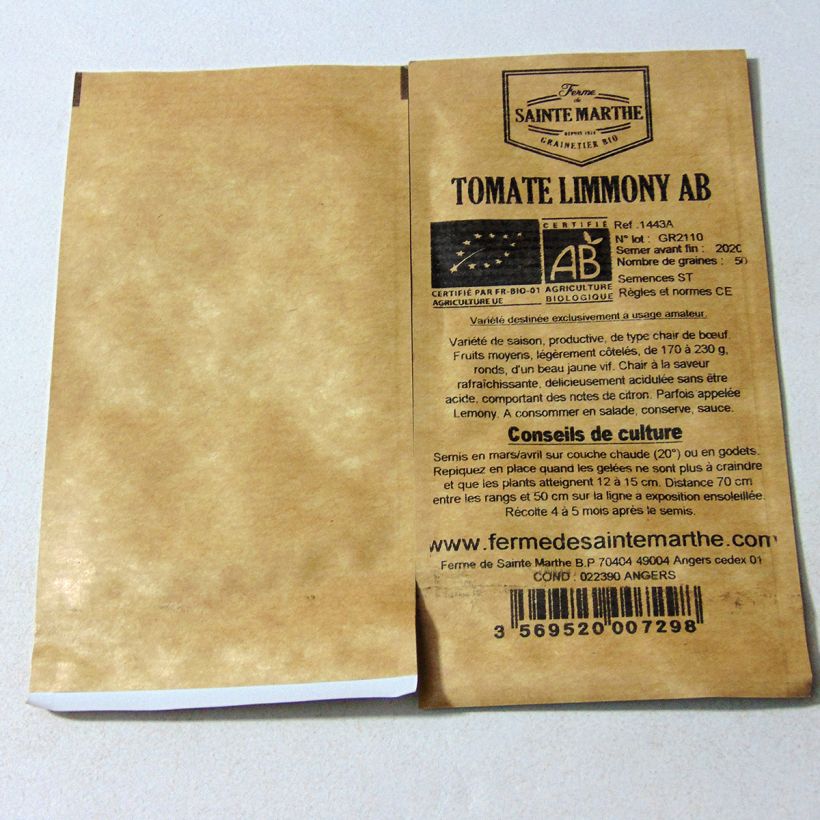 Exemple de spécimen de Tomate Limmony Bio - Ferme de Sainte Marthe Graines tel que livré