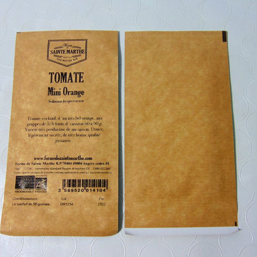 Exemple de spécimen de Tomate Mini Orange Bio - Ferme de Sainte Marthe Graines tel que livré