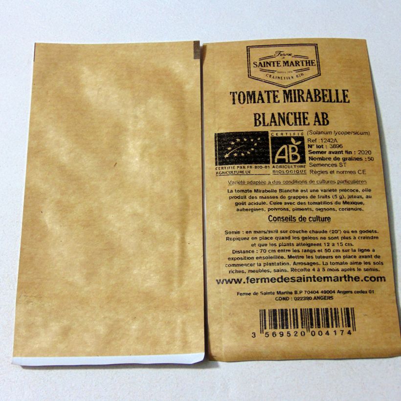 Exemple de spécimen de Tomate Mirabelle blanche Bio - Ferme de Sainte Marthe  tel que livré