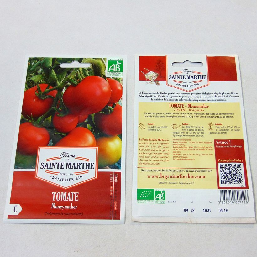 Exemple de spécimen de Tomate Moneymaker Bio - Ferme de Sainte Marthe Graines tel que livré