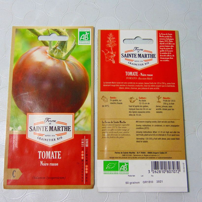 Exemple de spécimen de Tomate Noire Russe Bio - Ferme de Sainte Marthe Graines tel que livré