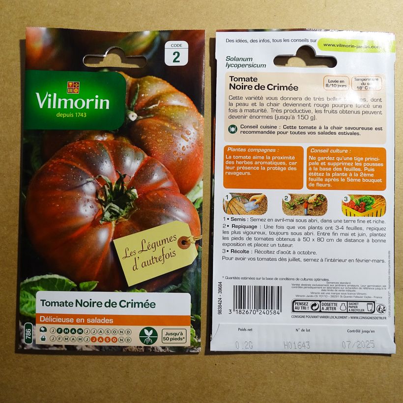 Exemple de spécimen de Tomate Noire de Crimée - Vilmorin tel que livré