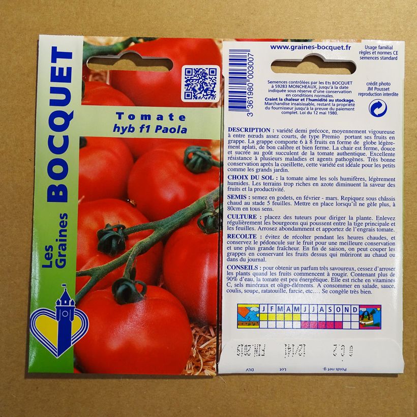 Exemple de spécimen de Tomate Paola F1 - Tomate grappe Graines tel que livré