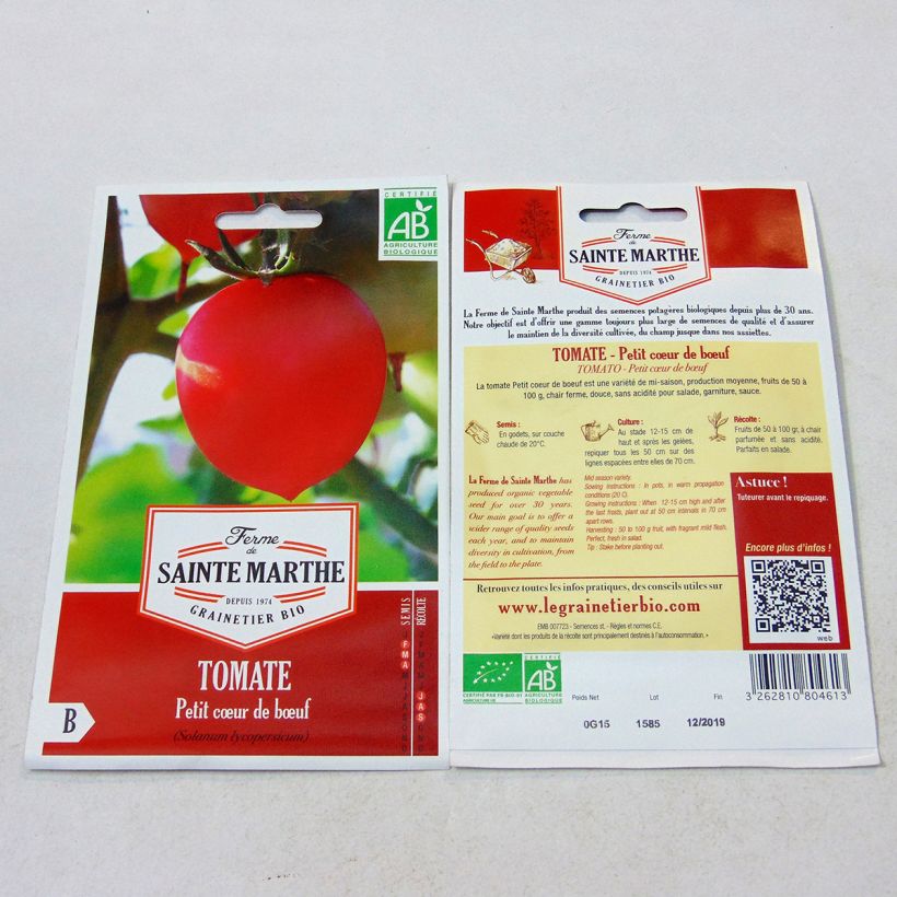 Exemple de spécimen de Tomate Petit Coeur de Boeuf Bio - Ferme de Sainte Marthe Graines tel que livré