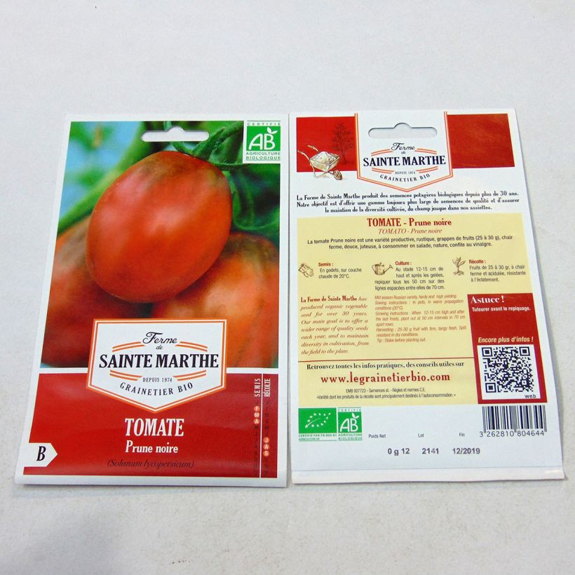 Exemple de spécimen de Tomate Prune Noire Bio - Ferme de Sainte Marthe Graines tel que livré