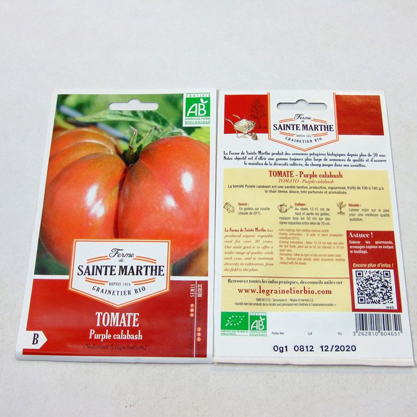 Exemple de spécimen de Tomate Purple Calabash Bio - Ferme de Sainte Marthe tel que livré