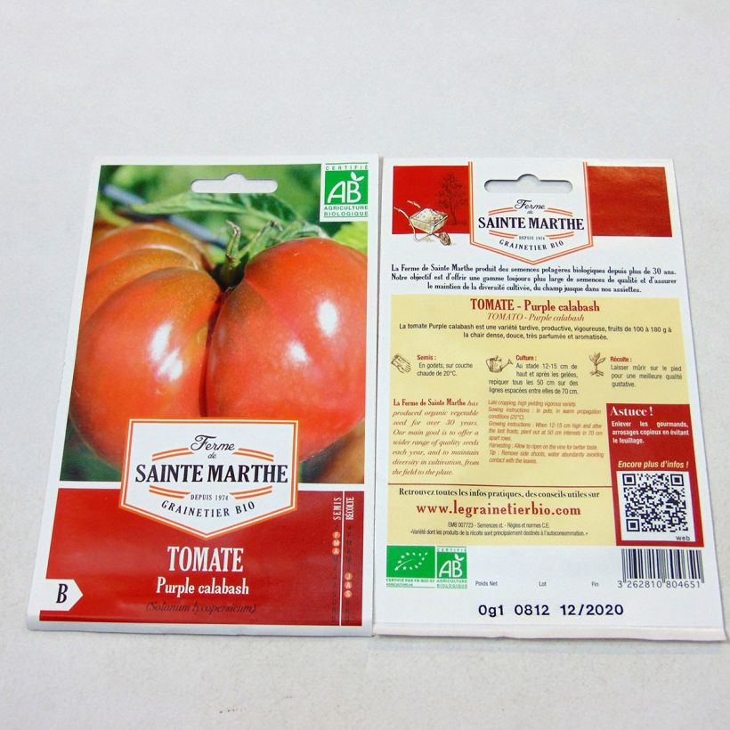 Exemple de spécimen de Tomate Purple Calabash Bio - Ferme de Sainte Marthe Graines tel que livré