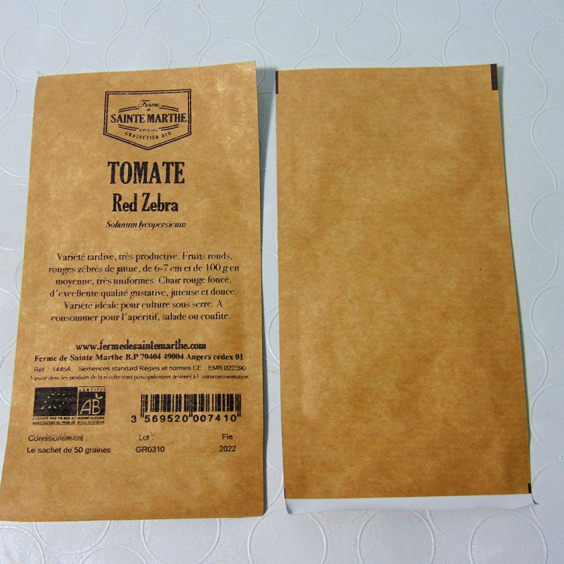 Exemple de spécimen de Tomate Red Zebra Bio - Ferme de Sainte Marthe Graines tel que livré