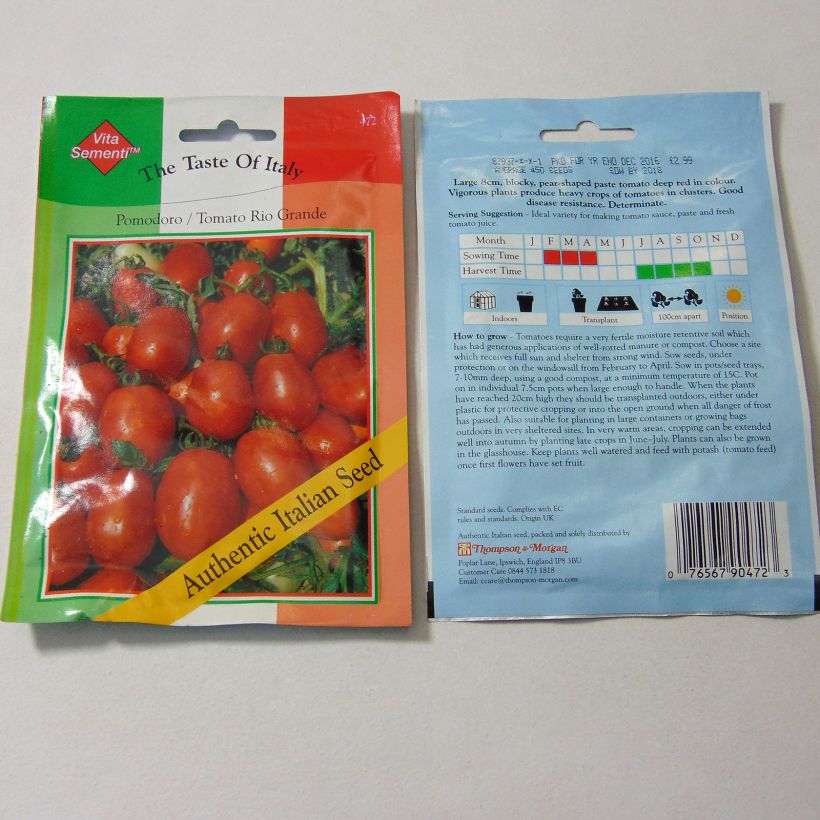 Exemple de spécimen de Tomate Rio Grande Graines tel que livré