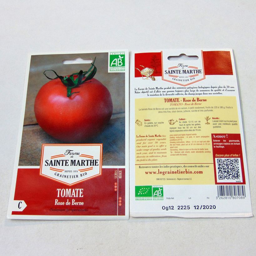 Exemple de spécimen de Tomate Rose de Berne Bio - Ferme de Sainte Marthe Graines tel que livré