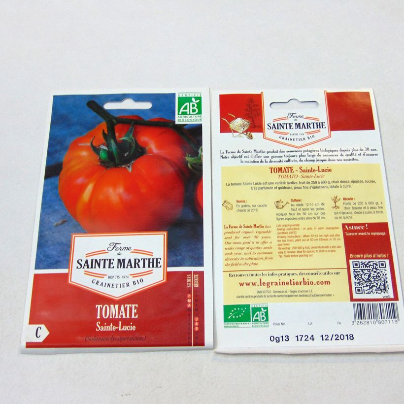 Exemple de spécimen de Tomate Sainte Lucie Bio - Ferme de Sainte Marthe Graines tel que livré