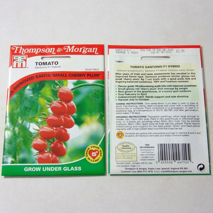 Exemple de spécimen de Tomate Santonio F1 - Tomate Cerise le sachet de 6 graines tel que livré