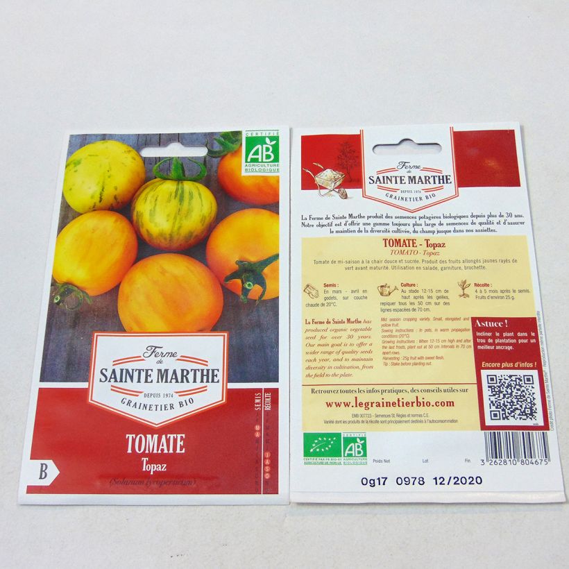 Exemple de spécimen de Tomate Topaz Bio - Ferme de Sainte Marthe Graines tel que livré