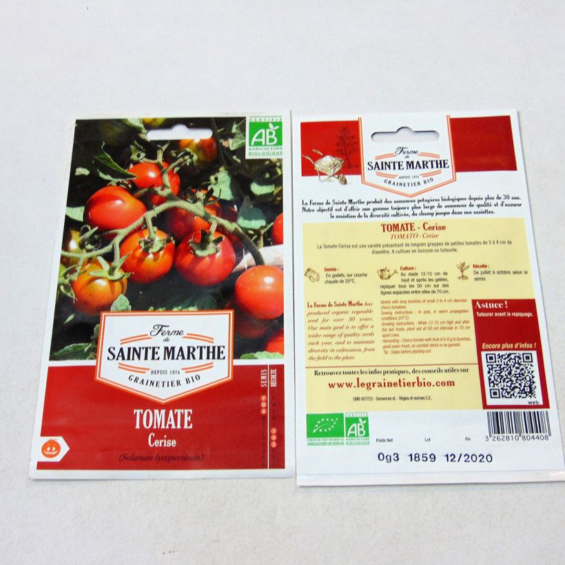 Exemple de spécimen de Tomate cerise Bio - Ferme de Sainte Marthe Graines tel que livré