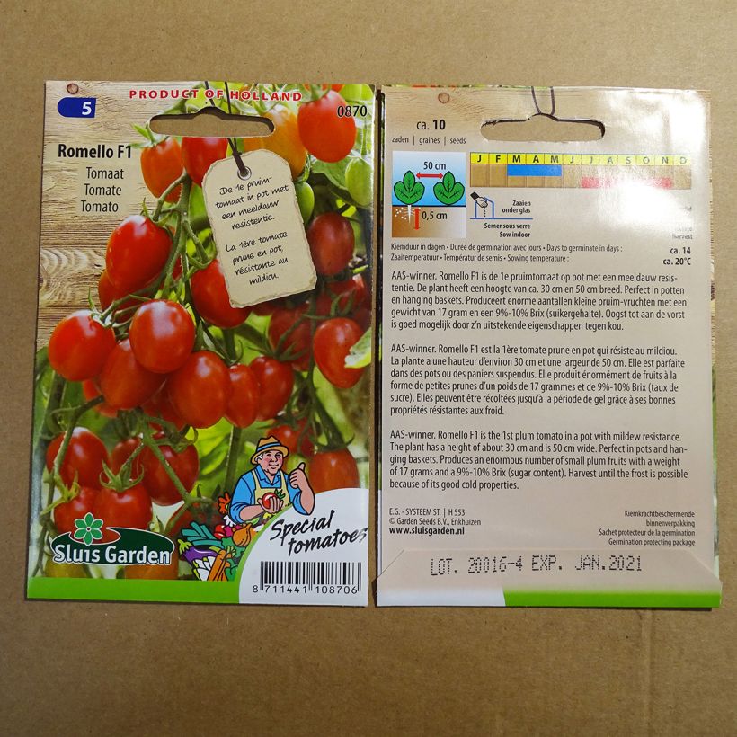 Exemple de spécimen de Tomate cerise Romello F1 Graines tel que livré