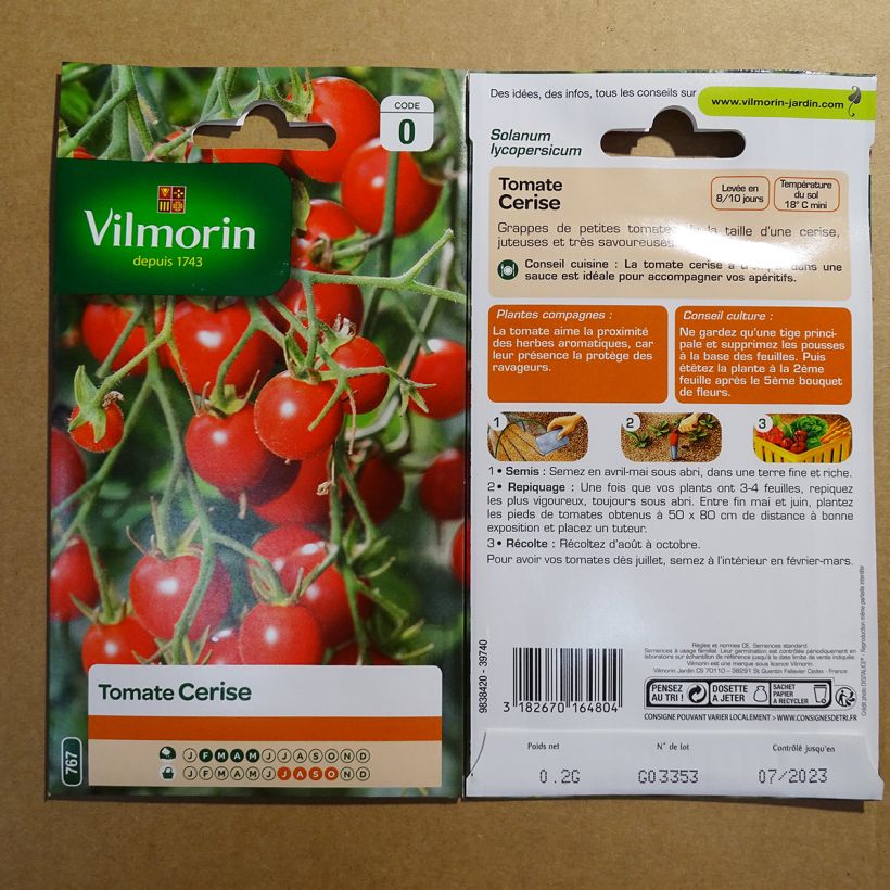 Exemple de spécimen de Tomate cerise - Vilmorin Graines tel que livré