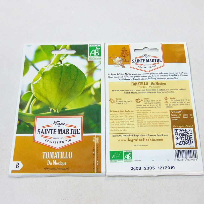 Exemple de spécimen de Tomatillo du Mexique Bio - Ferme de Sainte Marthe Graines tel que livré