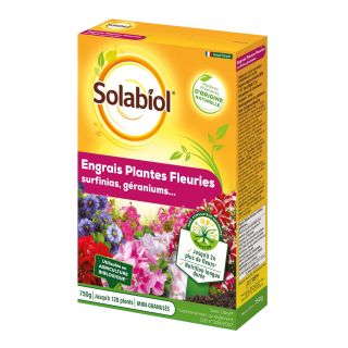 Engrais géraniums et plantes fleuries Solabiol en boite de 750 g