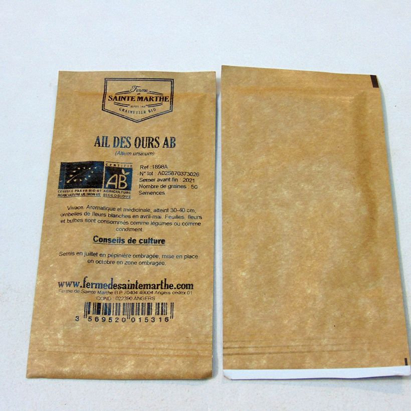 Exemple de spécimen de Ail des Ours Bio - Ferme de Sainte Marthe le sachet de 50 graines tel que livré