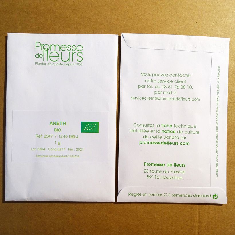 Exemple de spécimen de Aneth à feuilles denses Bio le sachet de +/- 400 graines (minimum 1g) tel que livré