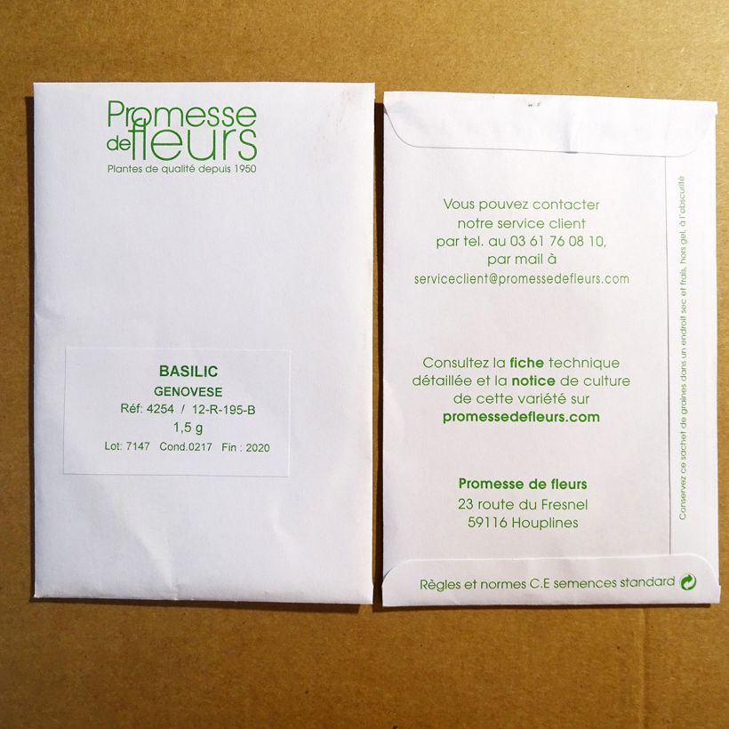Exemple de spécimen de Basilic de Gênes (Genovese ou Italiano Classico) le sachet de +/- 800 graines (minimum 1,5g) tel que livré