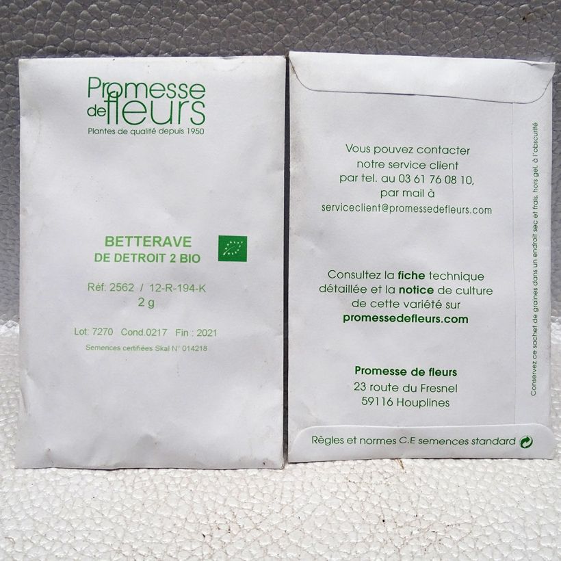 Exemple de spécimen de Betterave rouge de Détroit 2 Bio  le sachet de +/- 200 graines (minimum 4g) tel que livré