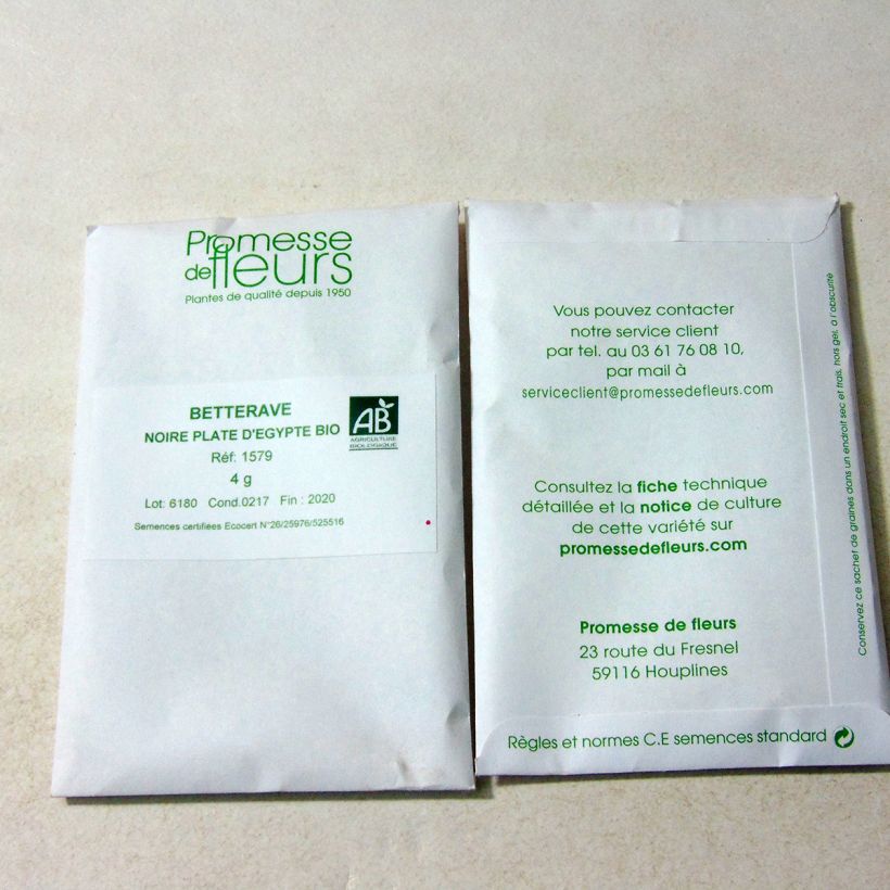 Exemple de spécimen de Betterave noire plate d'Egypte Bio le sachet de +/- 200 graines (minimum 4g) tel que livré