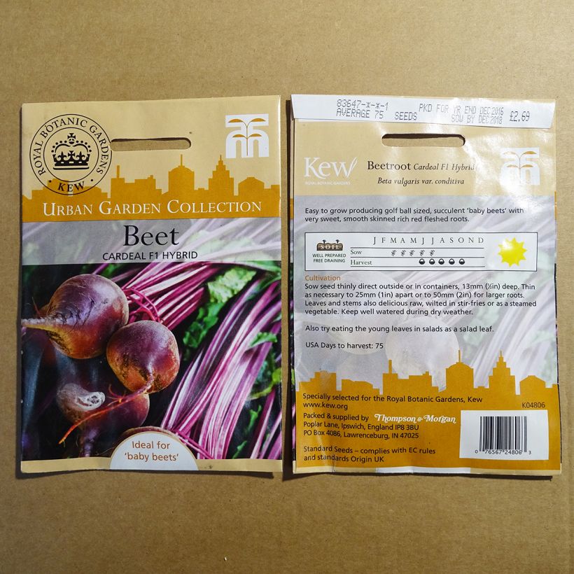 Exemple de spécimen de Betterave rouge Cardeal F1 - Beta vulgaris le sachet de 75 graines tel que livré