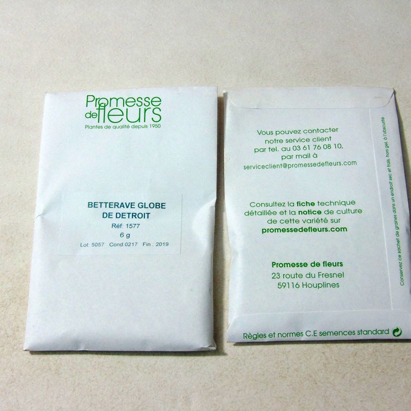 Exemple de spécimen de Betterave rouge de Detroit le sachet de 250 graines (6g) tel que livré