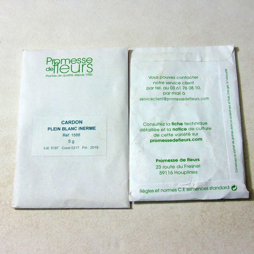 Exemple de spécimen de Cardon plein blanc inerme - Cynara cardunculus le sachet de +/- 120 graines (minimum 5g) tel que livré