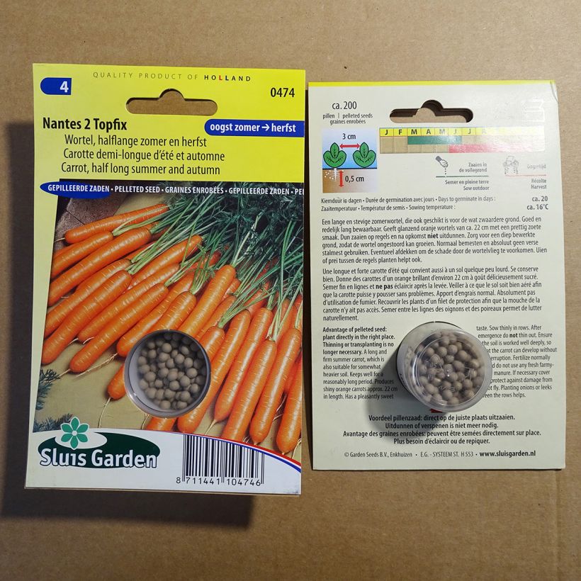 Exemple de spécimen de Carotte Nantes 2 Topfix - Graines enrobées le sachet de 200 graines tel que livré