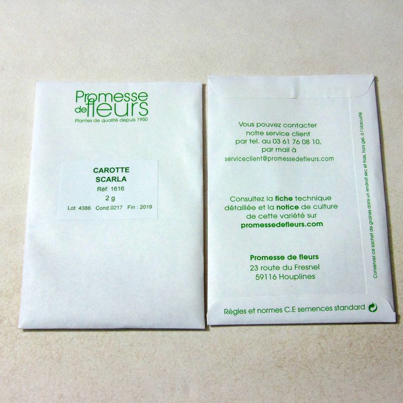 Exemple de spécimen de Carotte Scarla - Daucus carota le sachet de 1500 graines (minimum 2g) tel que livré