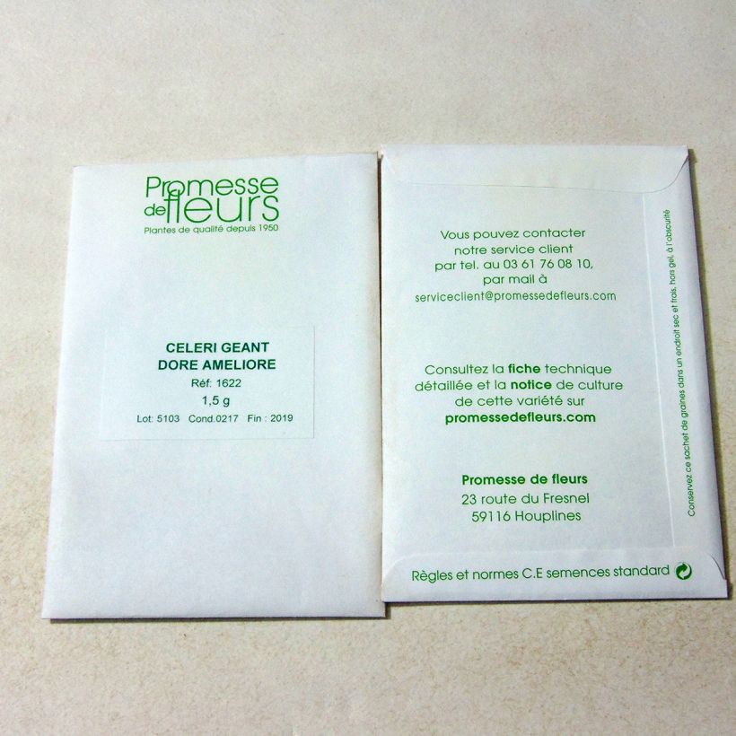 Exemple de spécimen de Céleri Géant Doré Amélioré - Apium graveolens le sachet de 2000 graines (1,5g) tel que livré