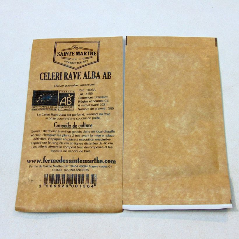 Exemple de spécimen de Céleri rave Alba Bio - Ferme de Sainte Marthe le sachet de 500 graines tel que livré