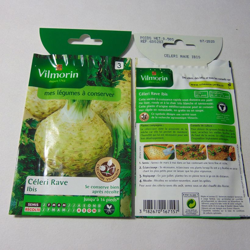 Exemple de spécimen de Céleri rave Ibis (remplace Niva) - Vilmorin le sachet de 1250 graines (0.5g) tel que livré
