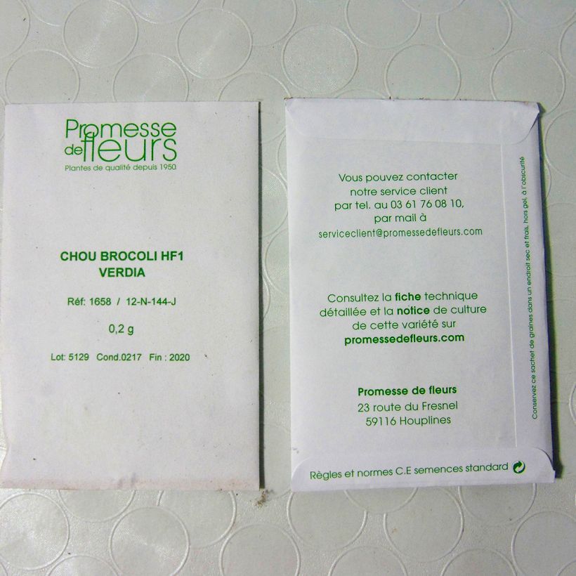 Exemple de spécimen de Chou Brocoli Verdia F1 le sachet de 100 graines (0.2g) tel que livré