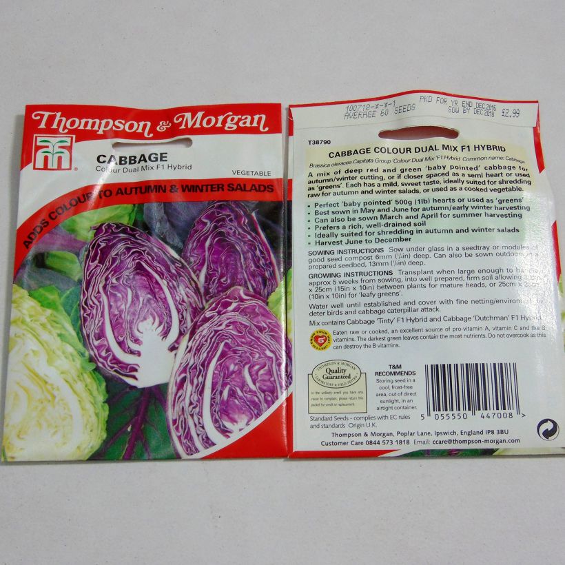 Exemple de spécimen de Chou Cabus Colour Dual Mix F1 le sachet de 60 graines tel que livré
