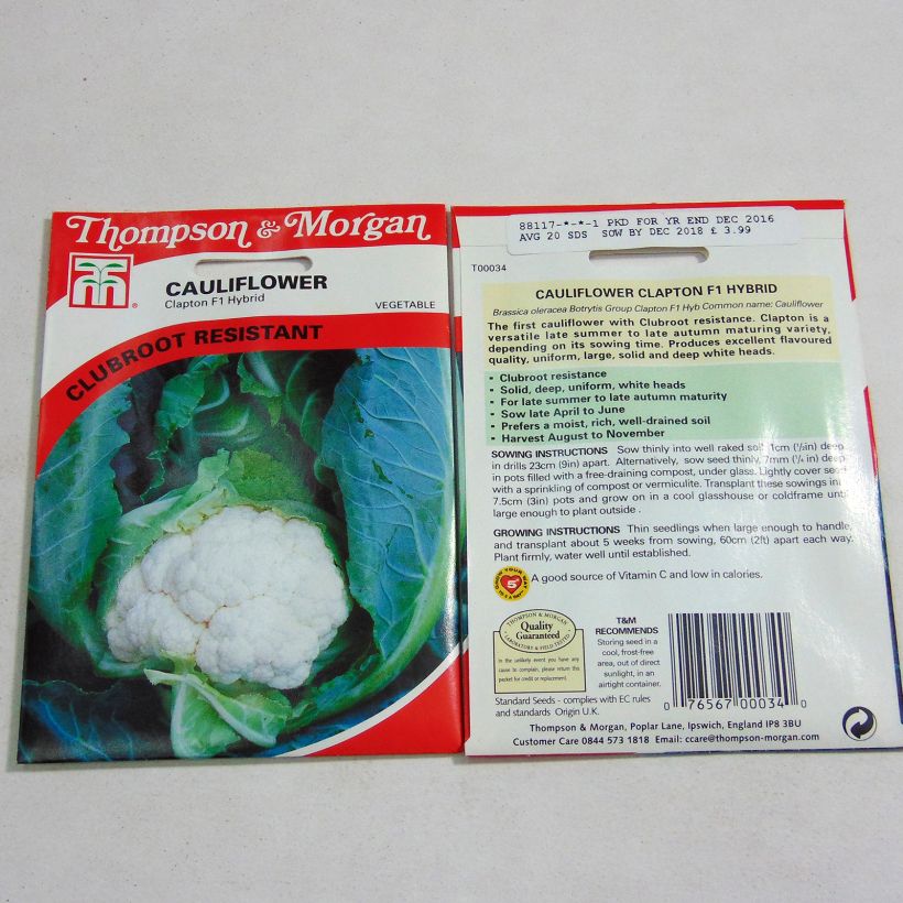 Exemple de spécimen de Chou-Fleur Clapton F1 le sachet de 20 graines tel que livré