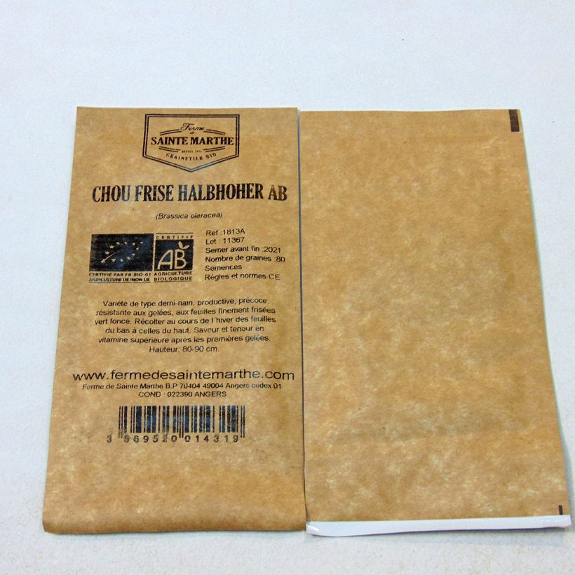 Exemple de spécimen de Chou Kale Halbhoher Grüner Krauser Bio - Ferme de Sainte Marthe le sachet de 200 graines tel que livré